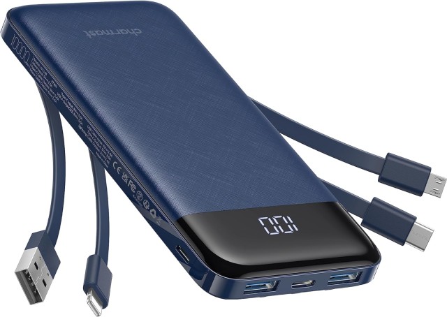 Portable Charger with Built-in Cables